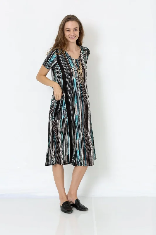 SS V NECK PATCH POCKET DRESS - D2605-DSPR-39081-1