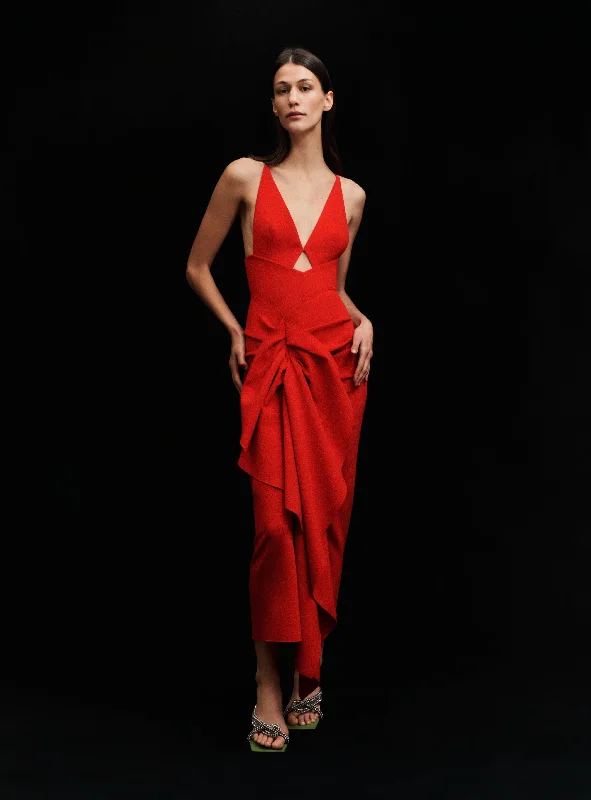 The Cora Midaxi Dress in Red