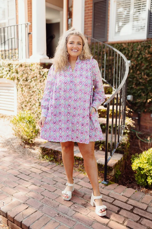 KARLIE Paris Floral V-Neck Ruffle Dress