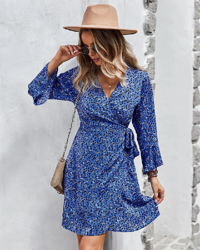 PRINTED LONG-SLEEVED DRESS FOR WOMEN