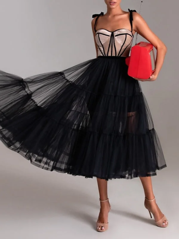 A-Line/Princess Tea-Length Sweetheart Spaghetti Straps Cocktail Dresses