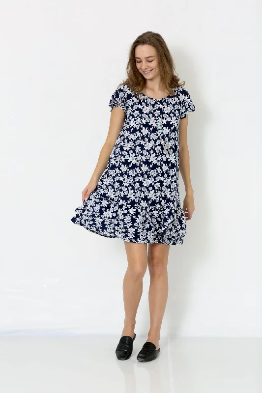 SHORT FLUTTER SLEEVE RUFFLE HEM DRESS - D9014-WB-18781-6