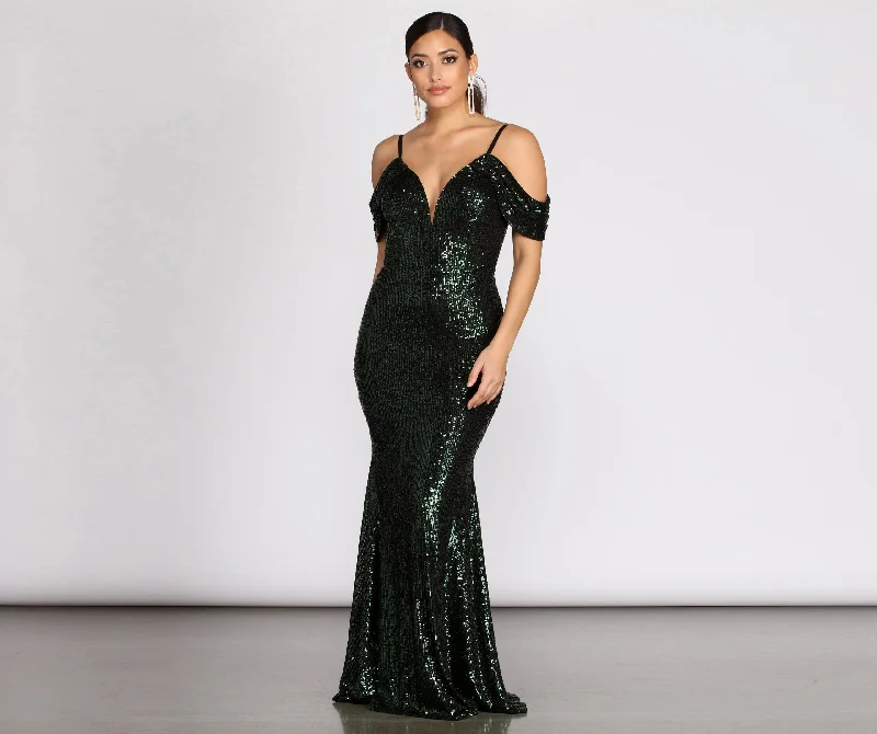 Jillian Deep Stylish V Sequin Dress