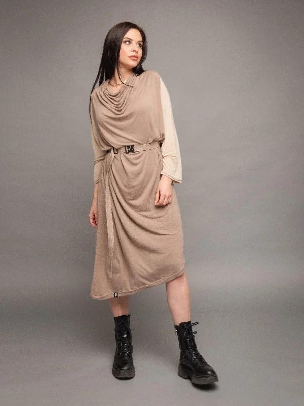 Rheya - Women's Asymmetric Cowl Neck Dress
