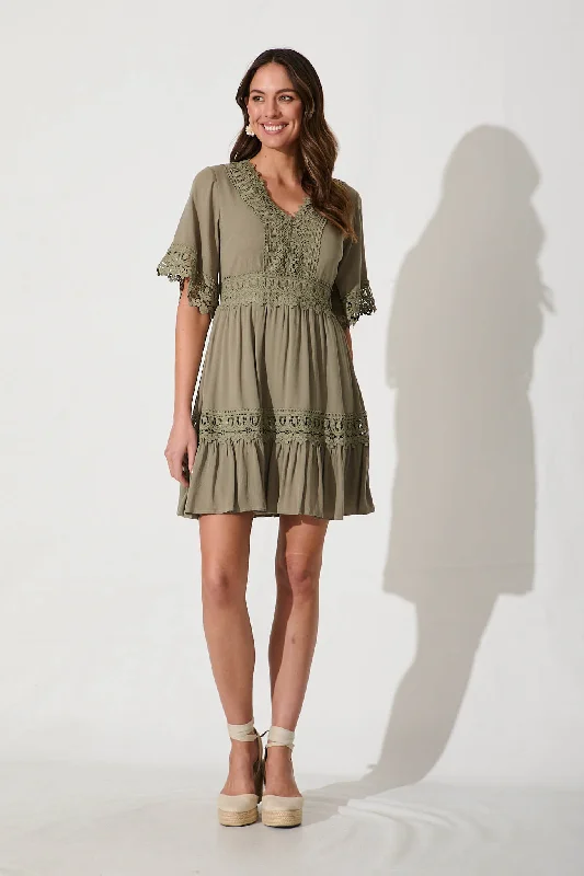 Macca Dress In Khaki