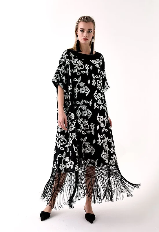 Choice Sequins Embroidery Dress Black