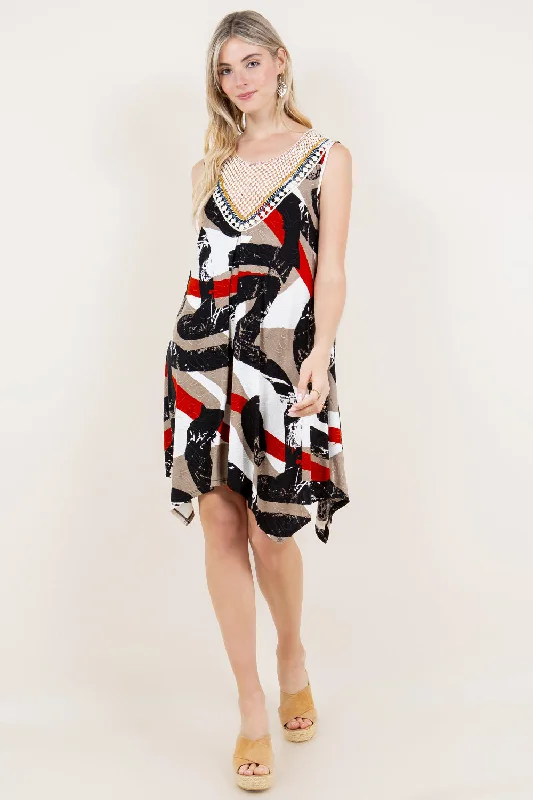 CROTCHET BIB SHARKBITE HEM DRESS - D3374-A3174-1