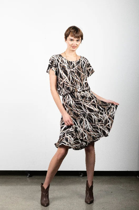 SS CASCADE BLUSON MERMAID GODET DRESS - D3160-A0592-0