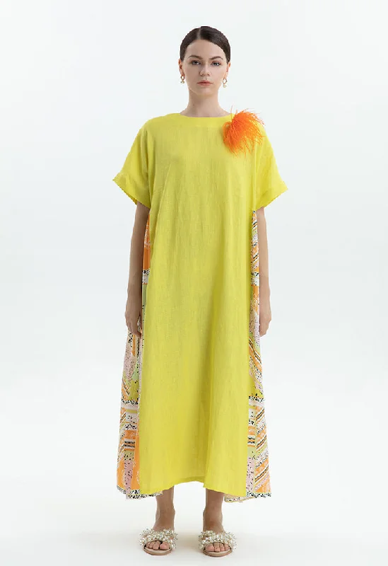 Choice Printed Edge Dress Lime Green