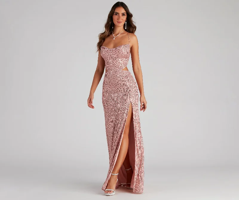 Kristina Formal Stylish Sequin Cutout Dress