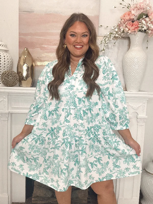 Mary Square Island Oasis Blue Cooper Dress