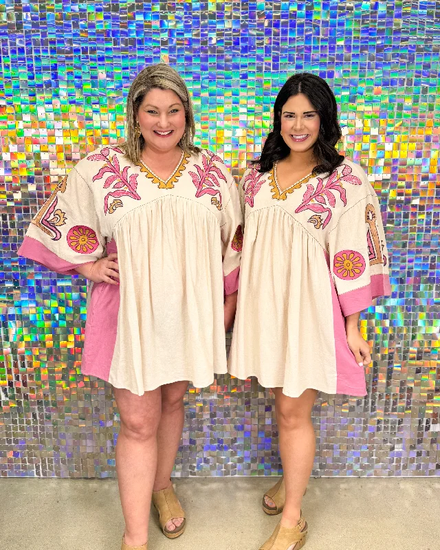 Boho Chic Dress - Ivory Pink