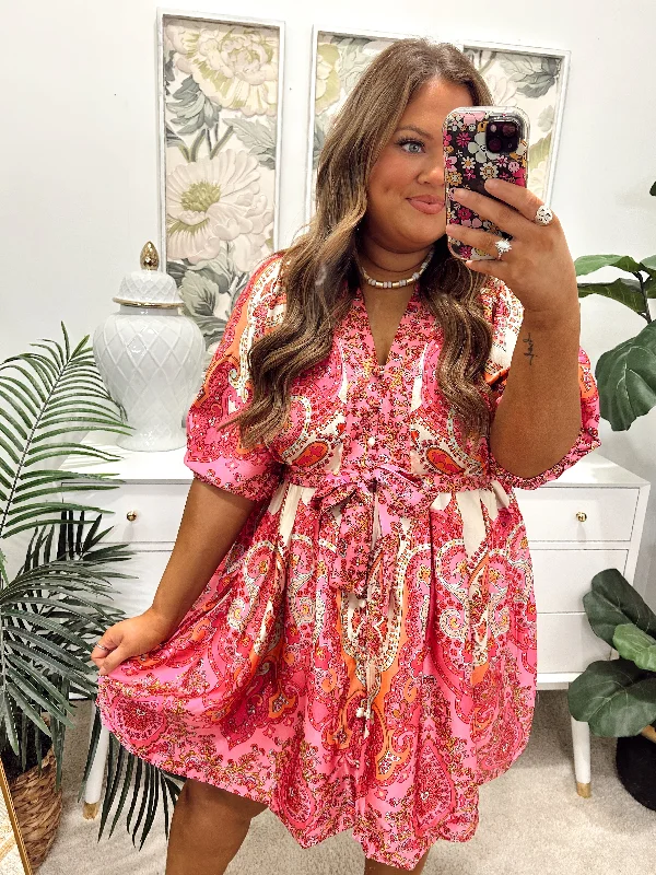 Molly Bracken Pink Daphne Woven Dress