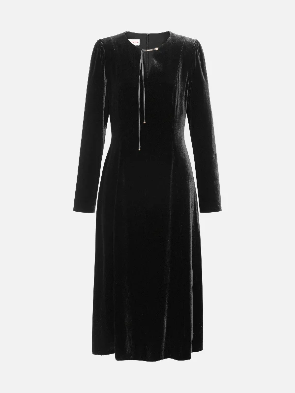 EP YAYING Silk Velvet Little Black Dress