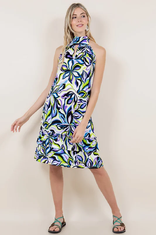 SL HALTER KEYHOLE NECK TIERED RUFFLE DRESS - D3196-0724-7