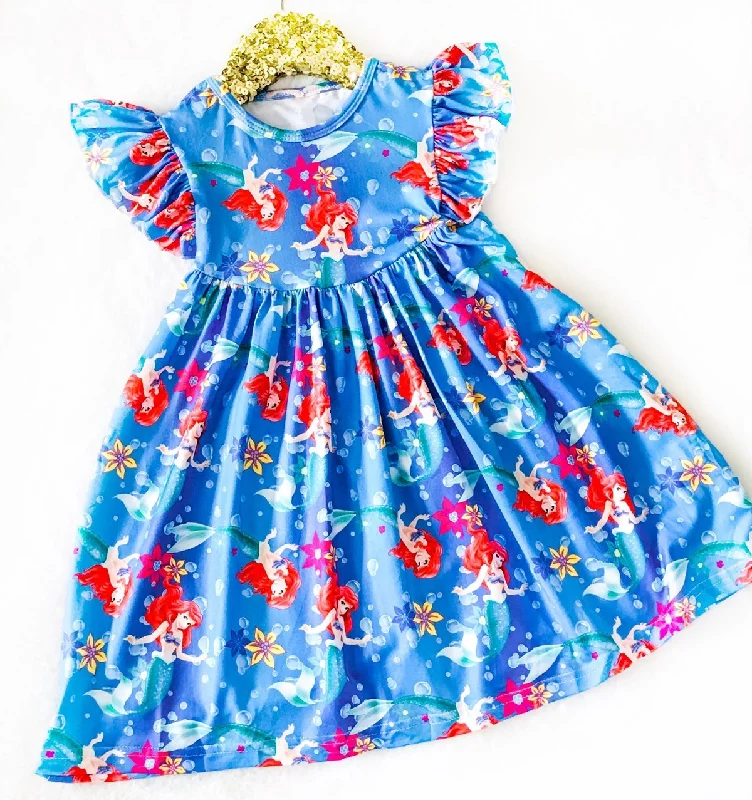 Girls Fun Character Dresses - Blue Mermaid