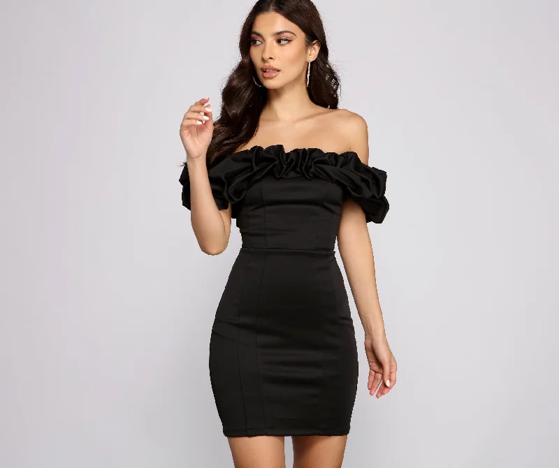 Kiari Formal Off Charming the Shoulder Ruffled Dress