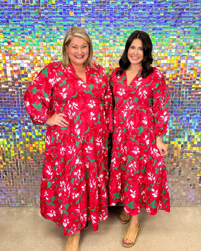 FINAL SALE Christina Dress - Pretty Poinsettias