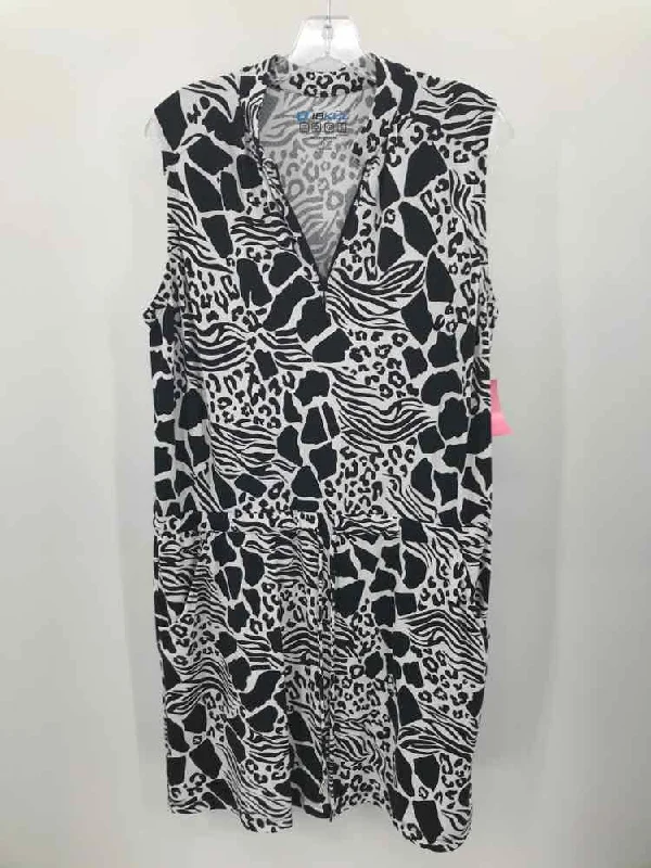 Pre-Owned Ibkul Black Size Large Printed Athletic Dress