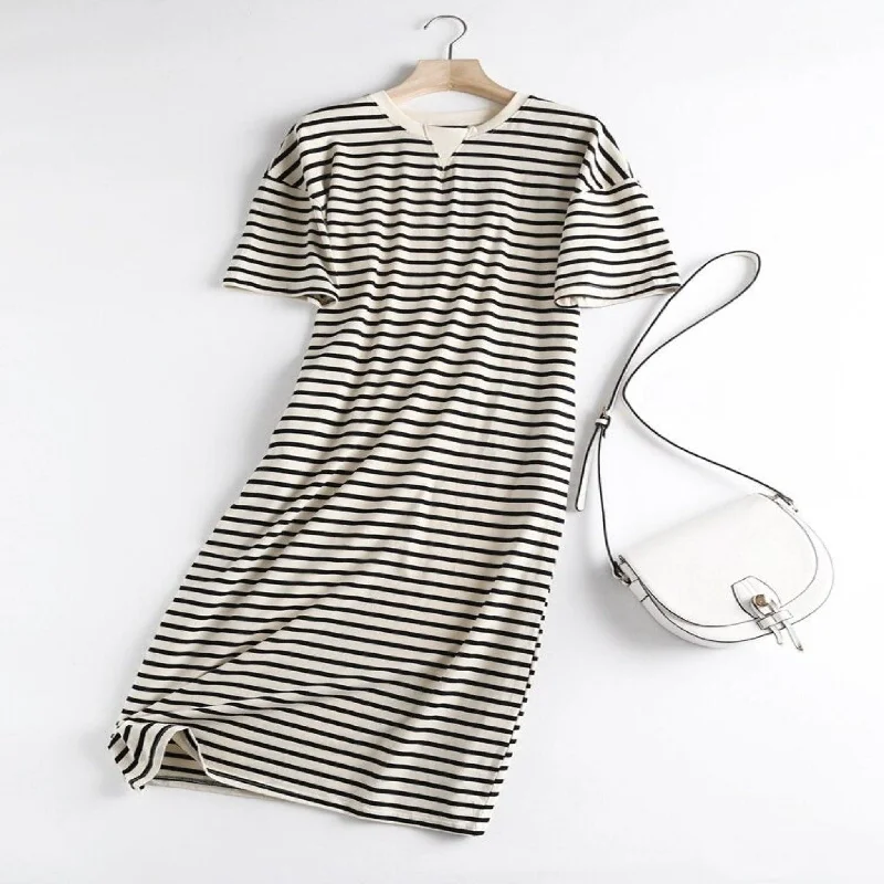 Black and white striped dress with pockets