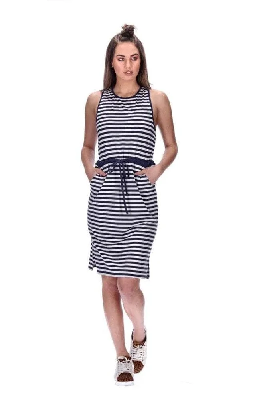 Vera Dress Navy Stripe