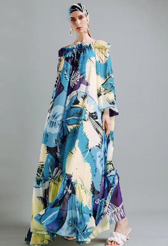 Choice Floral Print Balloon Sleeve Dress Multicolor