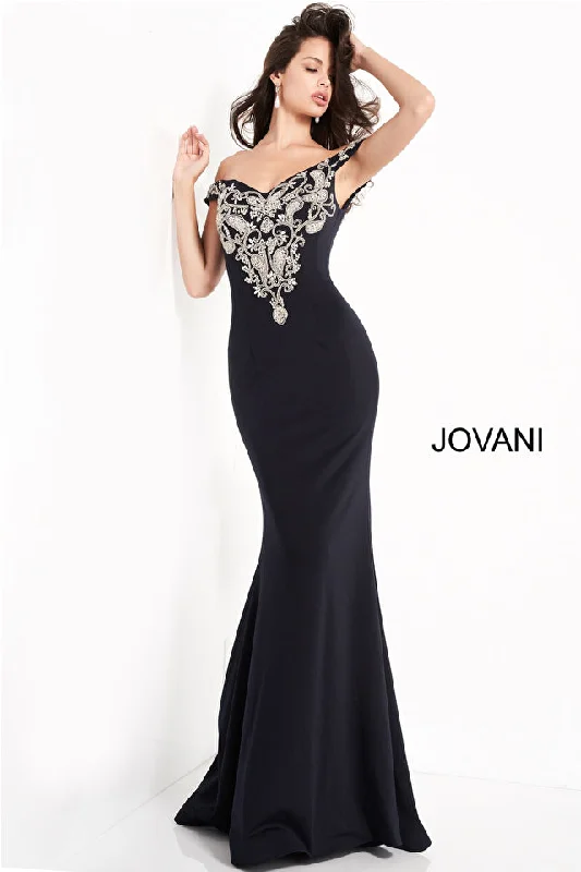 Off The Shoulder Embroidered Evening Dress By Jovani -02576