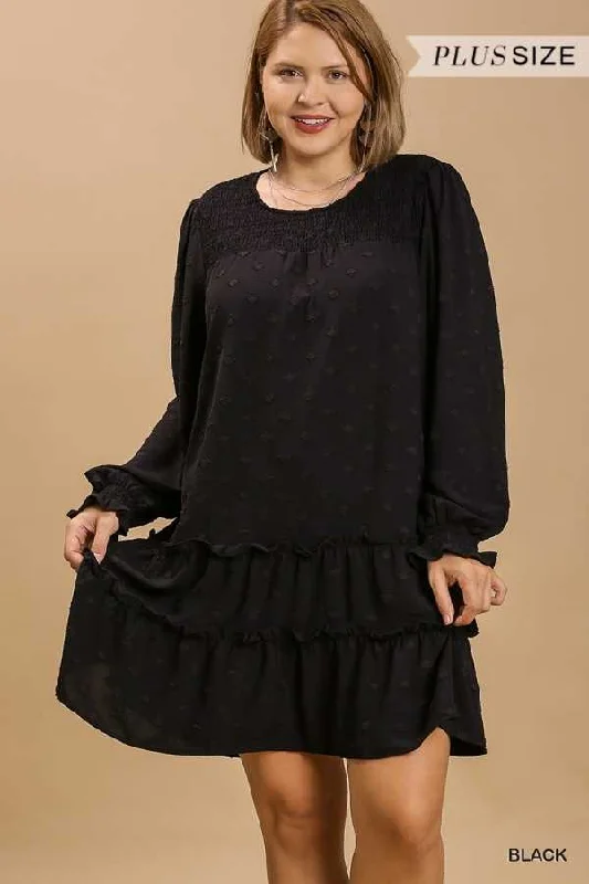Black Swiss Dot Tiered Dress
