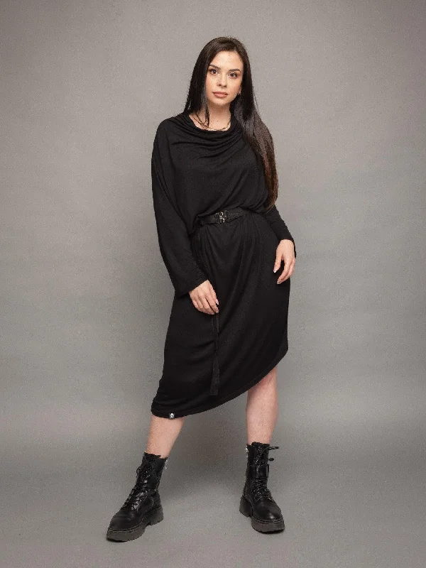 Rheya - Women's Asymmetric Cowl Neck Dress