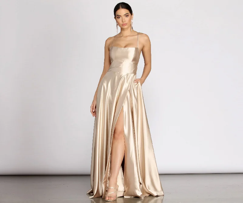 Kaia Satin Stylish A-Line Dress