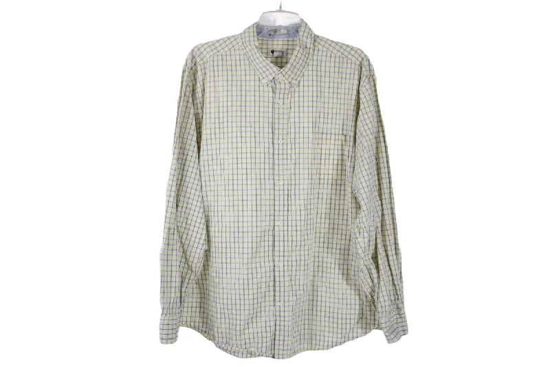 Haggar Regular Fit Yellow Plaid Dress Shirt | XXL