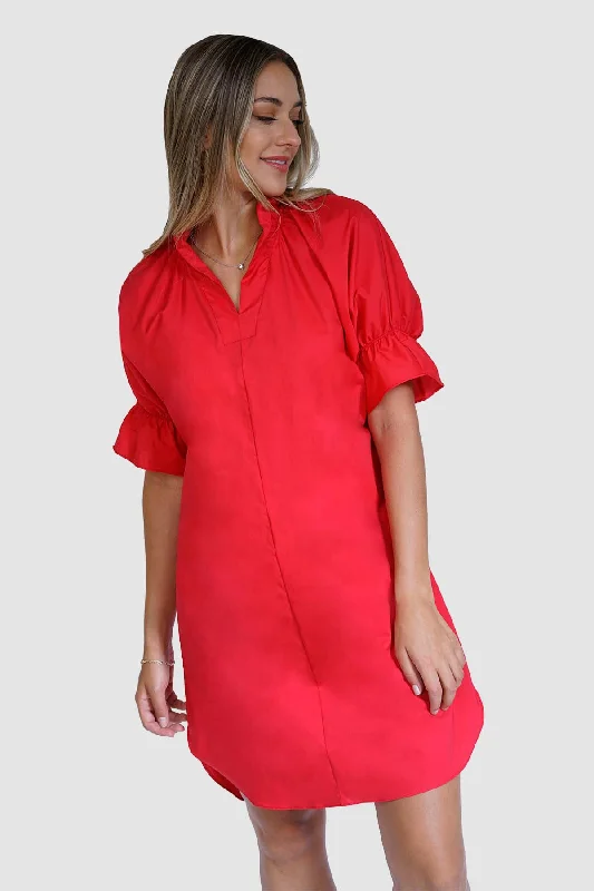 Ruffle Collar Poplin Dress