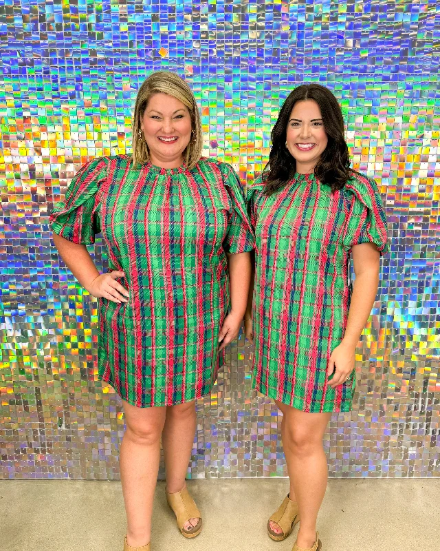 FINAL SALE Libby Dress - Plaid About You Green