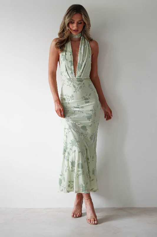Tara Floral Jacquard Maxi Dress | Sage Tunics Canvas sturdy