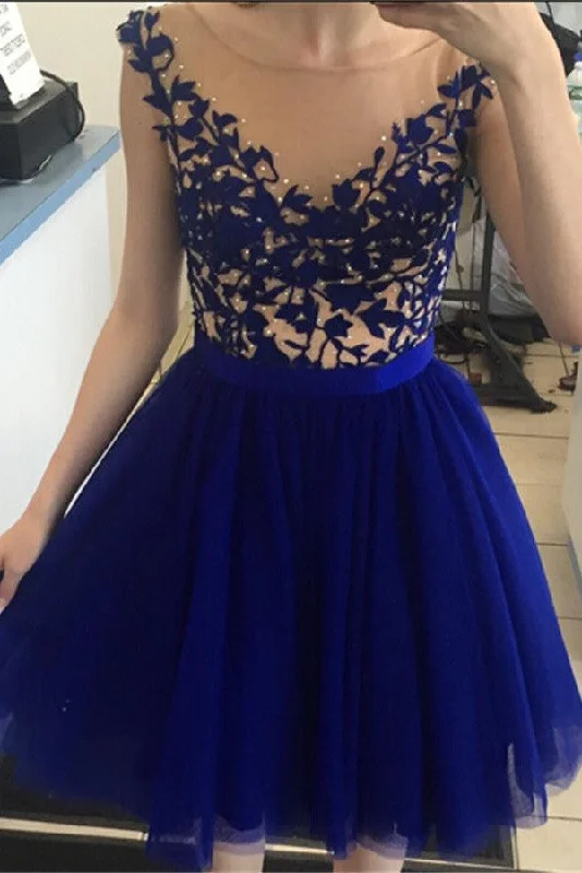 Beautiful Short Royal Blue Lace Elegant Homecoming Dresses K195 Tunics Formal black