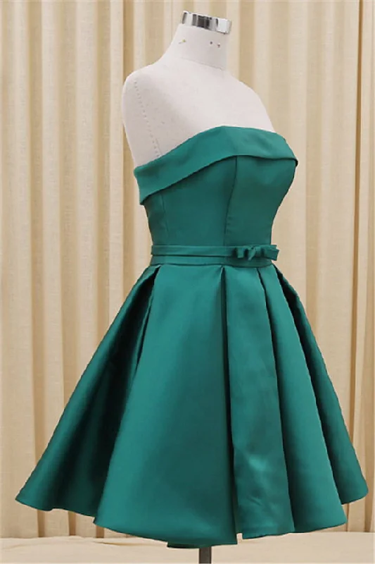 Elegant Green Strapless Handmade Short Homecoming Cocktail Dresses K204 Tunics Velvet soft Elegant Green Strapless Handmade Short Homecoming Cocktail Dresses K204 Tunics Velvet soft
