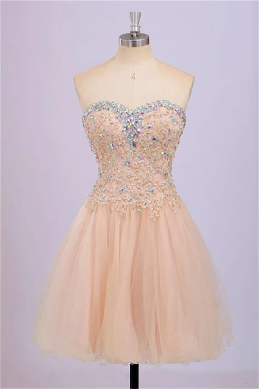 Back Up Lace Beaded Blush Pink Sweetheart Homecoming Dress K144 Tunics Trendy modern