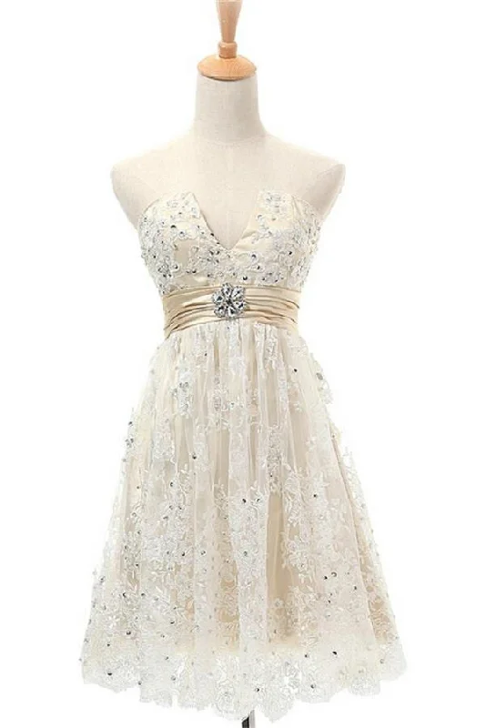 Beautiful Lace Beading Classy Short V-neck Homecoming Dress K180 Tunics Fashionable trendy