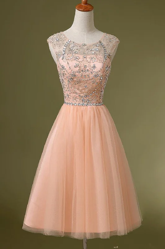 Blush Pink Backless Tulle Short Prom Dresses ED0655 Tunics Modern contemporary