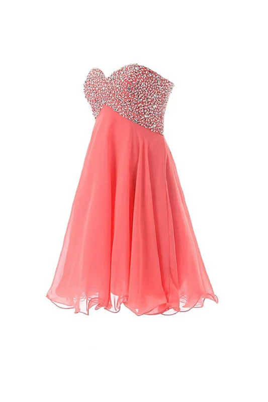 Empire Waist Watermelon Sweetheart Short Prom Homecoming Dresses ED0673 Tunics Party sparkling