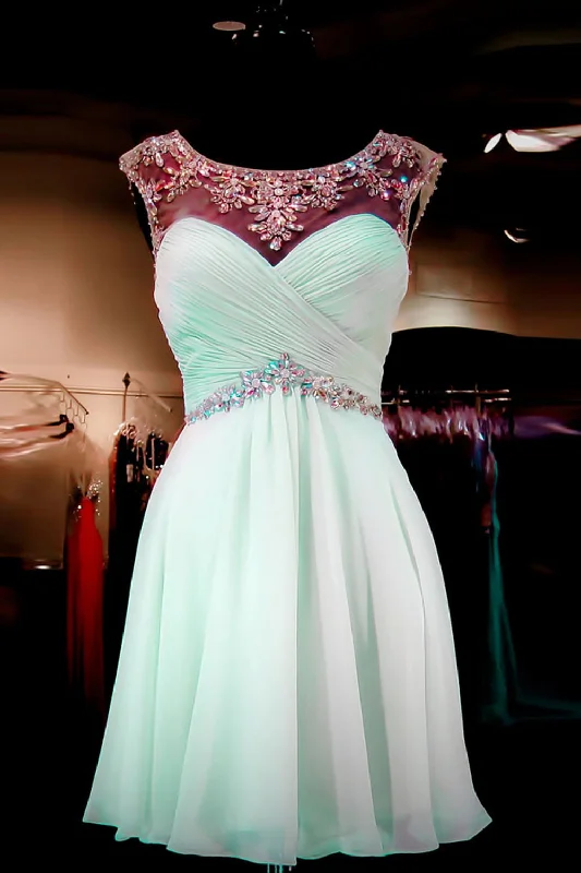 Cap Sleeves Simple Mint Green High Low Homecoming Dress K45 Tunics Versatile all-occasion