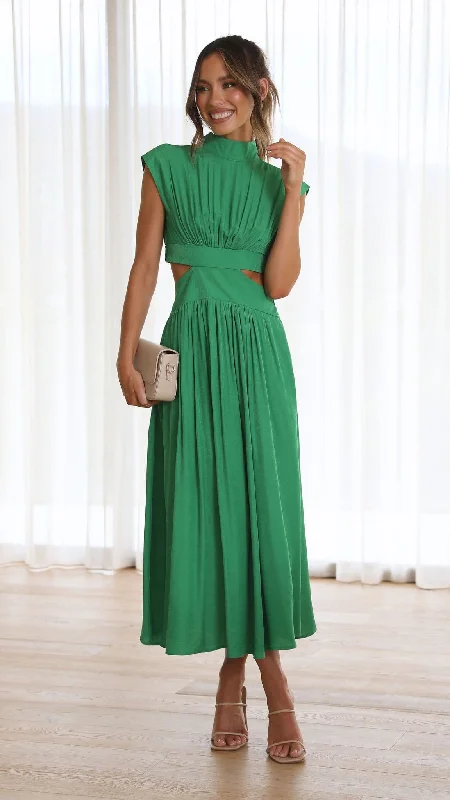 Cindie Midi Dress - Green Tunics Sophisticated sleek