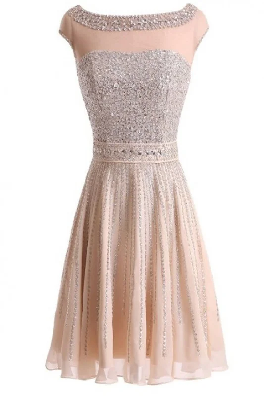 Real Beautiful Short Beading Modest Cocktail Homecoming Dress K62 Tunics New arrival