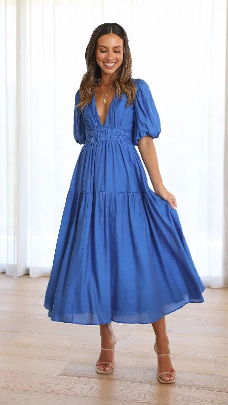 Erin Midi Dress - Cobalt Blue Tunics Party sparkling