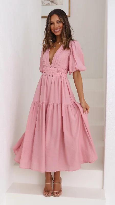 Erin Midi Dress - Soft Pink Tunics Fashionable chic
