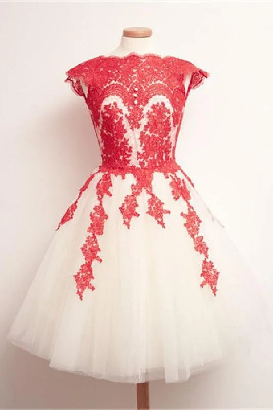 Gorgeous Red Lace Short Handmade Homecoming Dress For Teens K164 A-Line Day Work