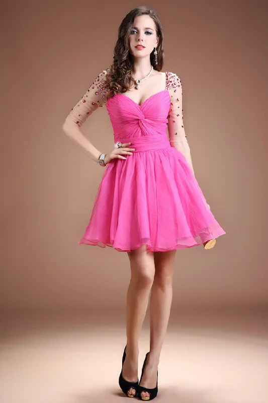Half Sleeves Beaded V-neck Open Back Homecoming Dress ED0835 Maxi Flowy Bohemian