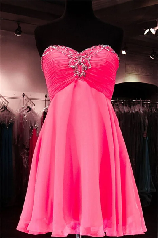High Low Chiffon Short Sweetheart Beading Homecoming Dress K209 sweetheart Neckline Romantic