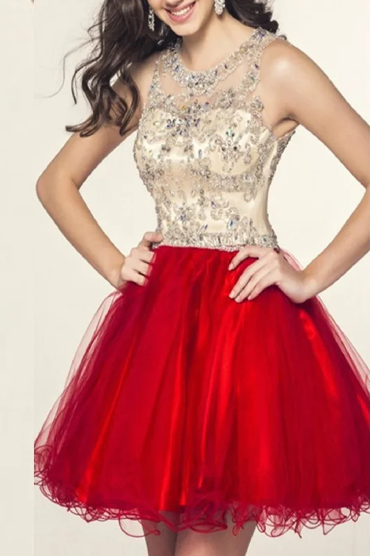 Real Beauty Cap Sleeves Short Beading Red Tulle Homecoming Dress K133 Tunics Wedding white