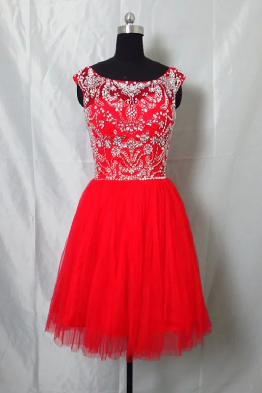 Real Cute Cap Sleeves Beading Short Backless Homecoming Dress K56 Tunics Practical durable